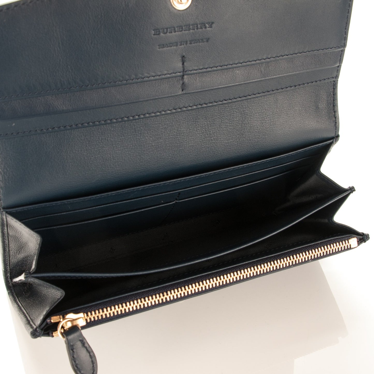 Calfskin Horseferry Check Porter Continental Wallet Navy