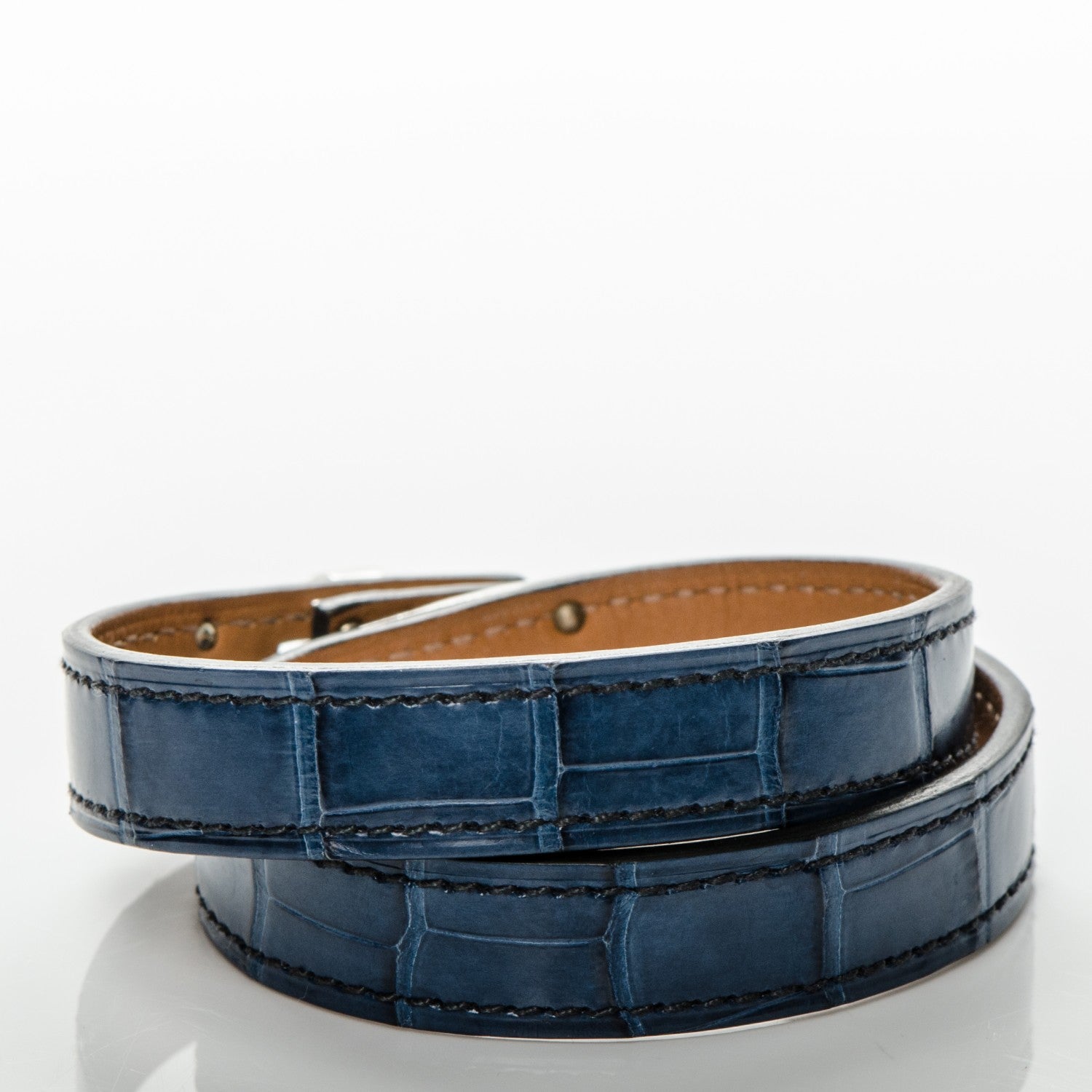 Hermes Shiny Alligator Kelly Double Tour Bracelet S Bleu Roi 3 of 3