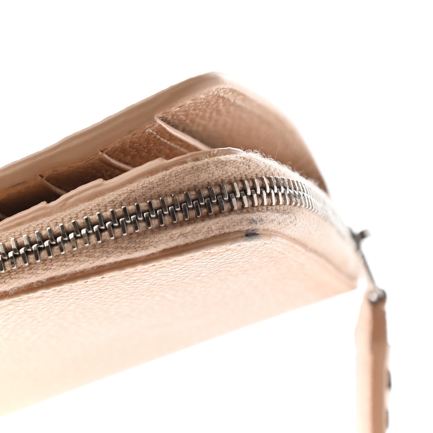 Grained Calfskin Rive Gauche Compact Zip Around Wallet Nude