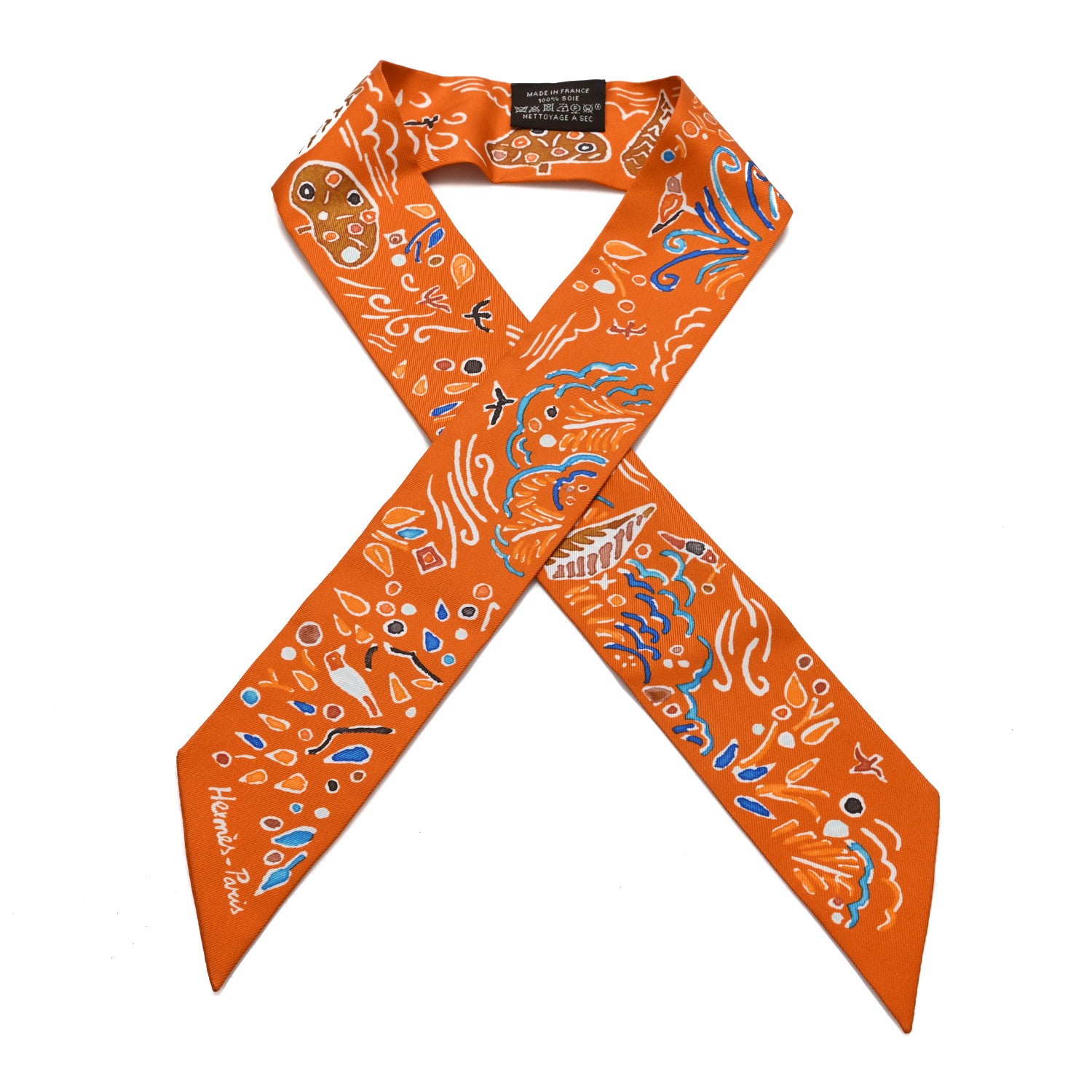 Hermes Silk Isola Di Primavera Twilly Potiron Bleu Tabac 1 of 3