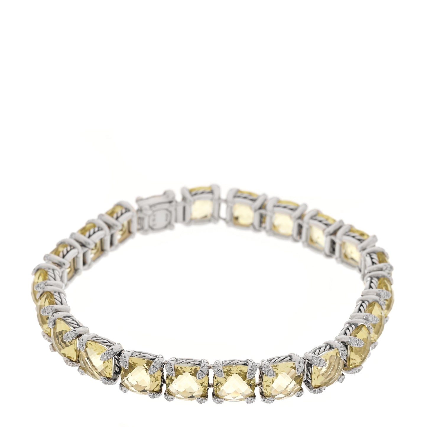 Sterling Silver Diamond Lemon Citrine Chatelaine Tennis Bracelet