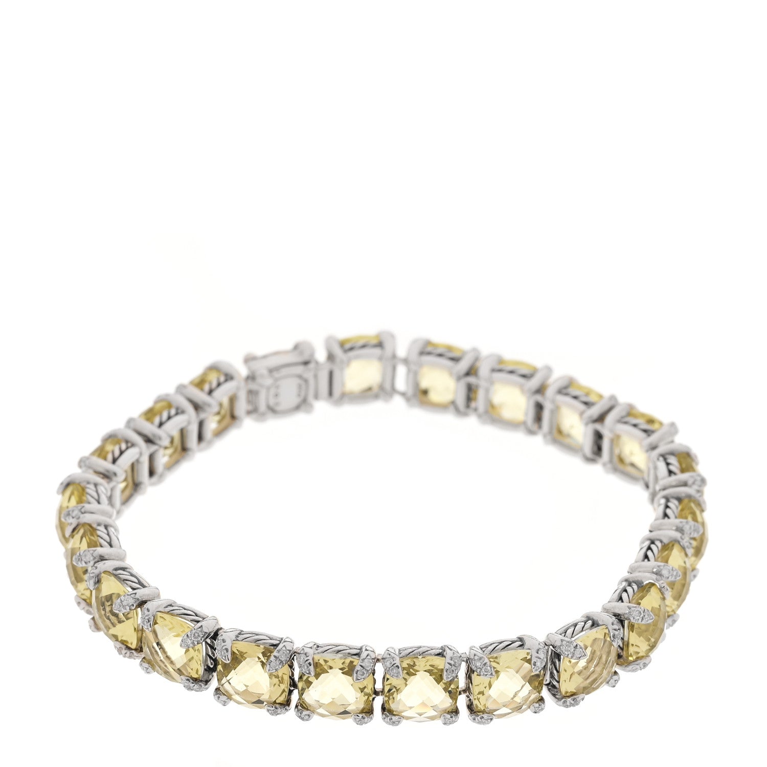 David Yurman Sterling Silver Diamond Lemon Citrine Chatelaine Tennis Bracelet 1 of 3