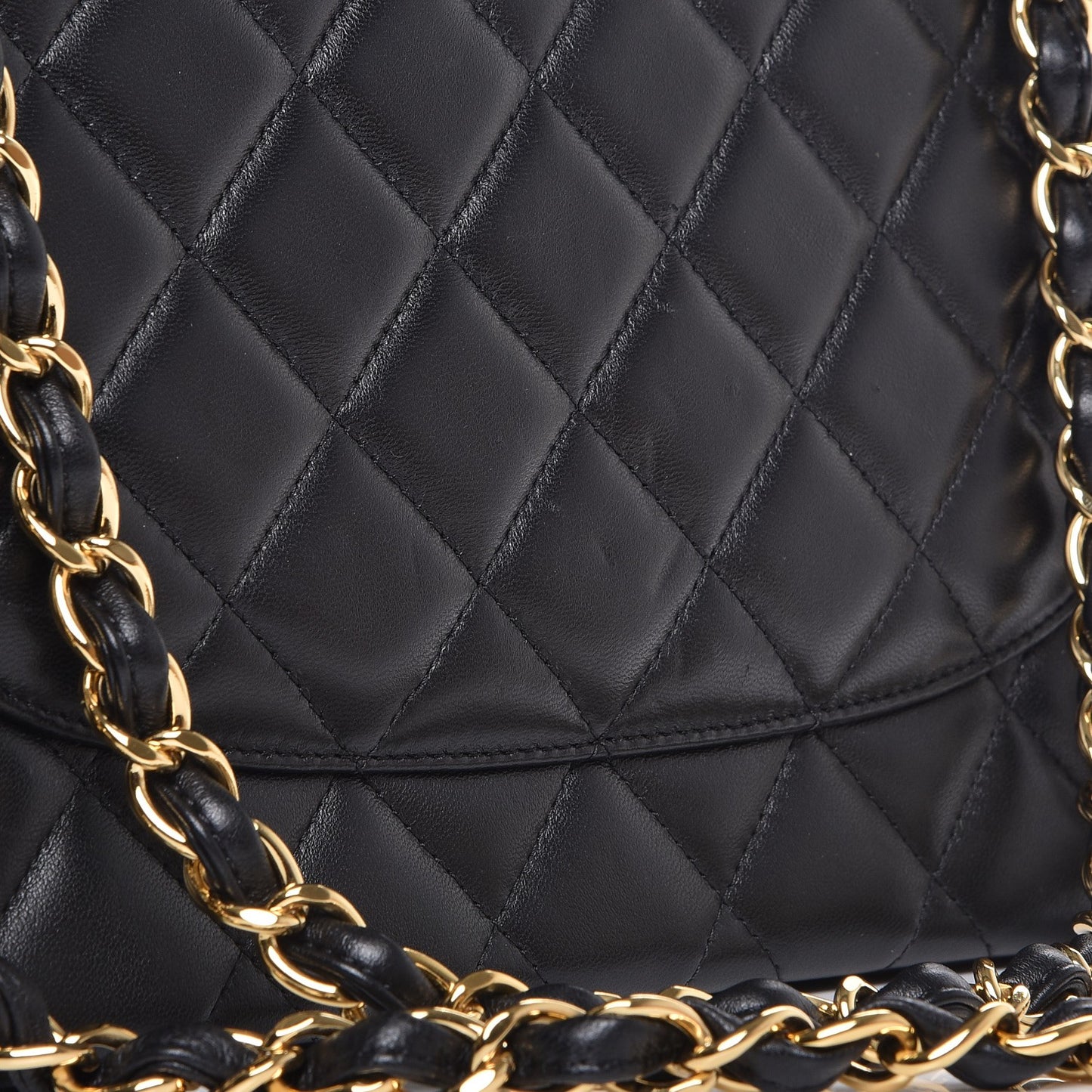 Lambskin Quilted Jumbo Double Flap Black