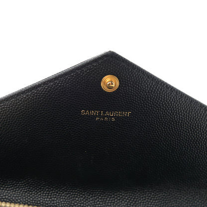 Saint Laurent Grain De Poudre Matelasse Chevron Monogram Flap Wallet Black 6 of 10
