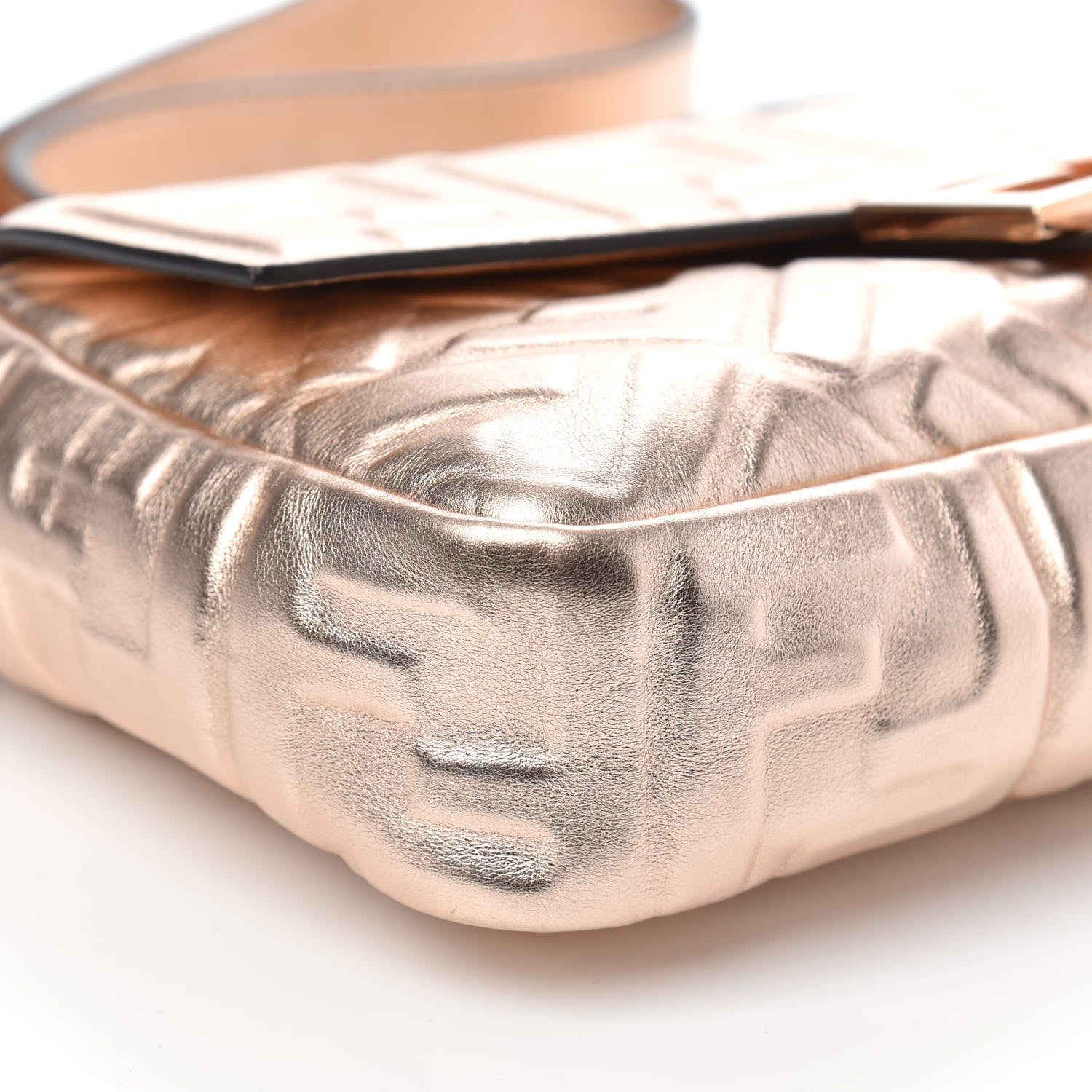 Fendi Vitello Laminato FF 1974 Embossed Baguette Rame 7 of 9