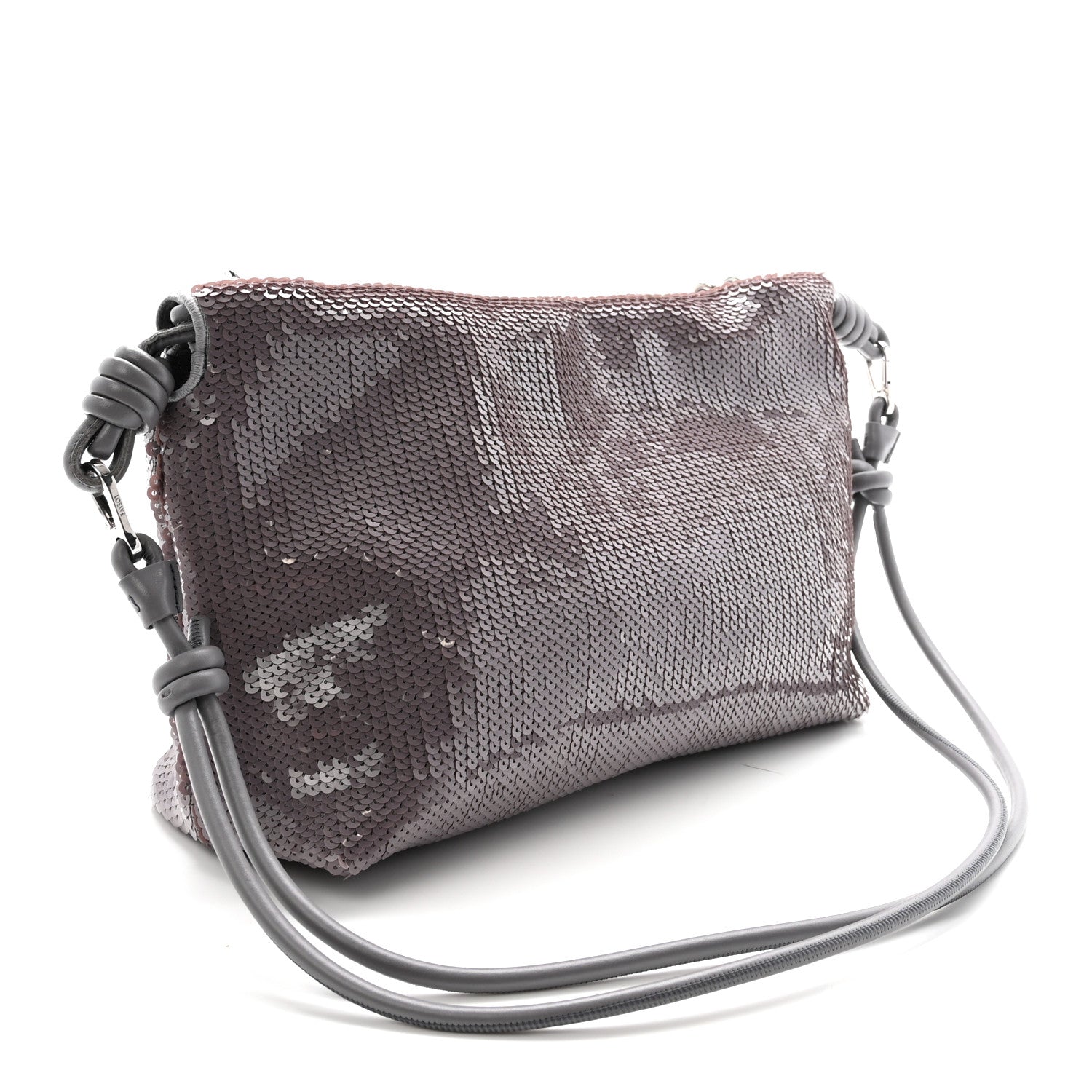 Loewe Sequin Medium Donut Chain Flamenco Knot Clutch Grey 3 of 10