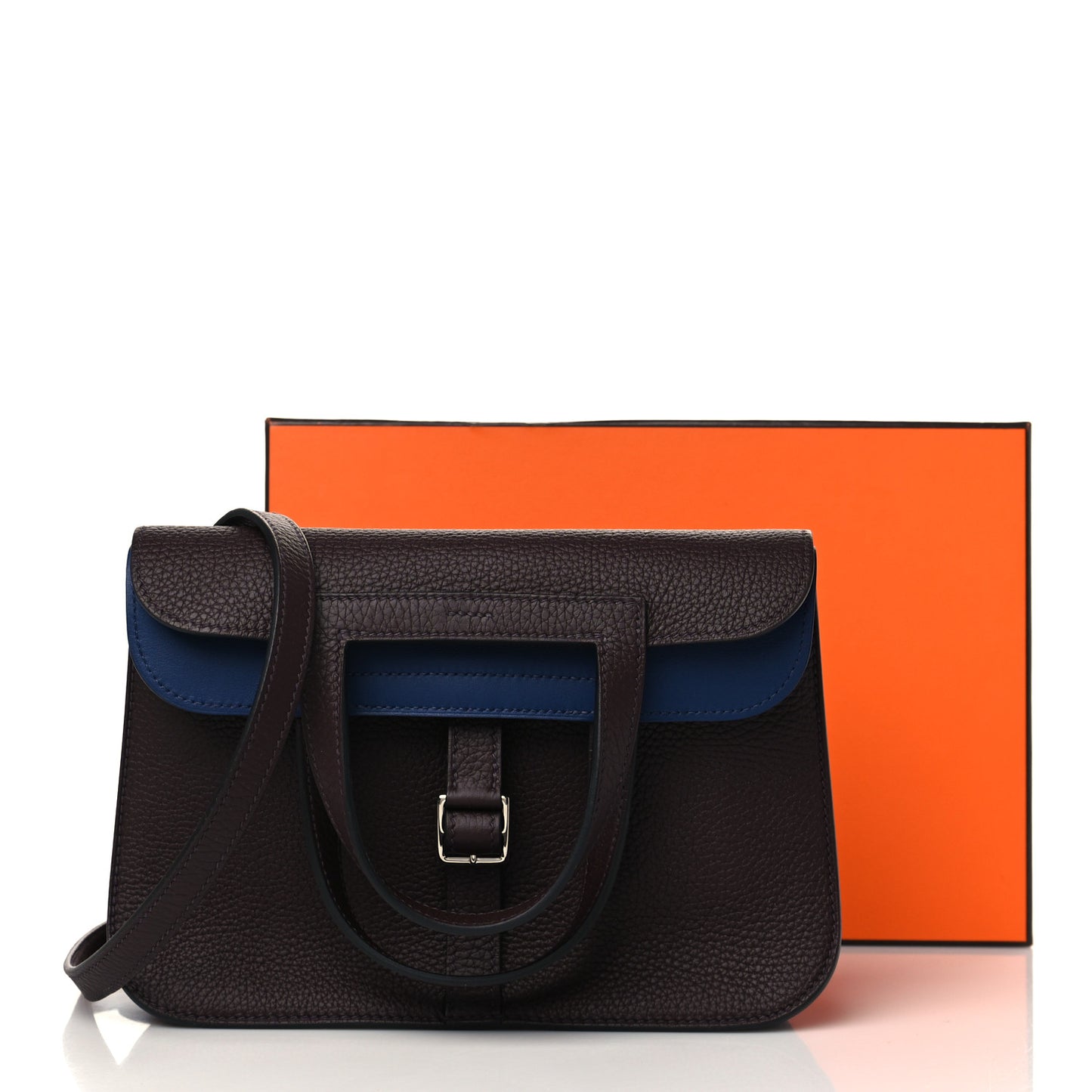 Taurillon Clemence Verso Halzan 25 Rouge Sellier Bleu Saphir