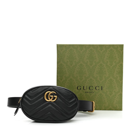 Gucci Calfskin Matelasse GG Marmont Belt Bag 85 34 Black 12 of 12
