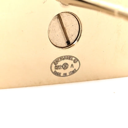 Chanel Metal 2.55 Logo Plate Earrings Gold 4 of 4