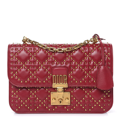 Christian Dior Lambskin Cannage Studded Large Dioraddict Flap Bag Red 1 of 11