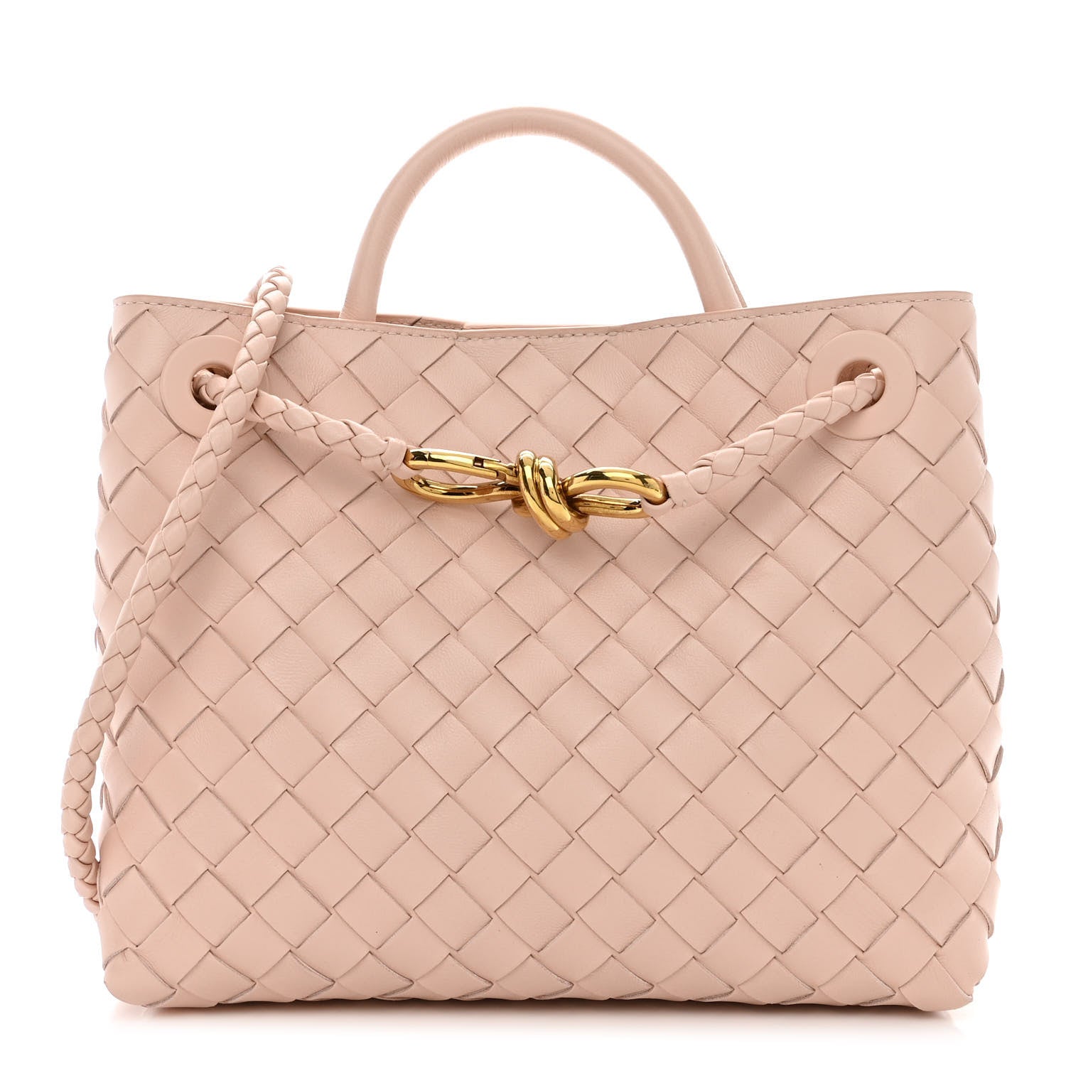 Bottega Veneta Nappa Intrecciato Small Andiamo Shoulder Bag Nude 1 of 10