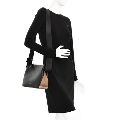 Burberry Soft Grain Calfskin House Check Small Helmsley Crossbody Black 2 of 7