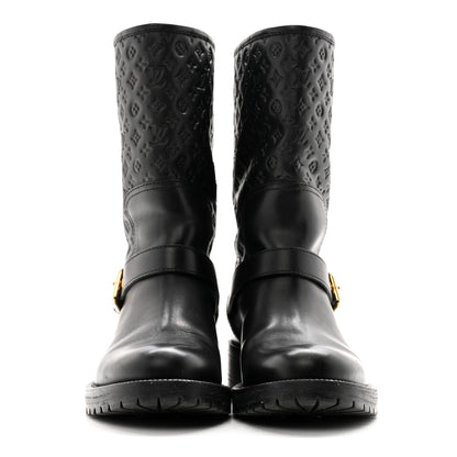 Louis Vuitton Calfskin Embossed Monogram Rebellion Half Boots 36.5 Black 2 of 11
