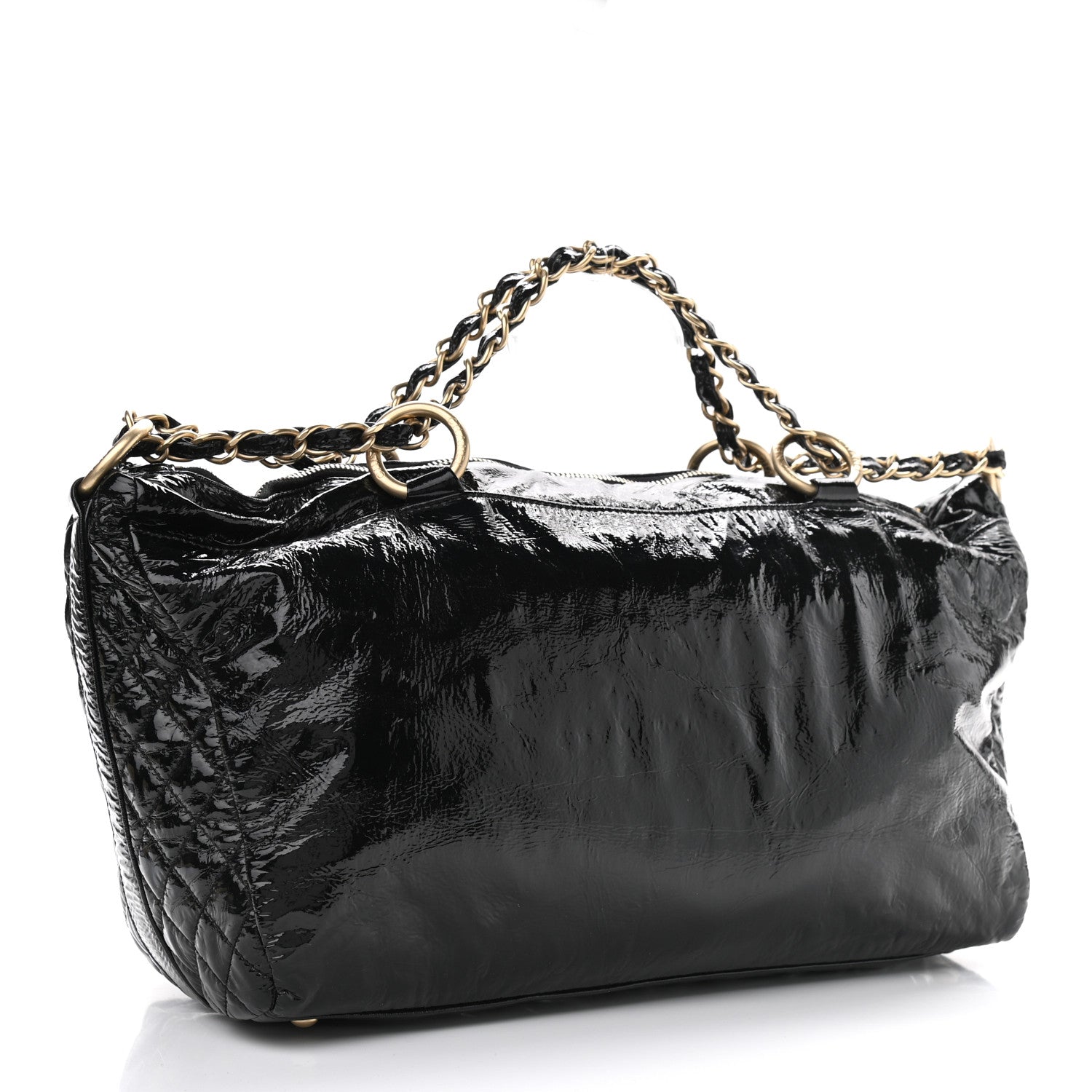 Chanel Patent Quilted CC Tote Black 3 of 12