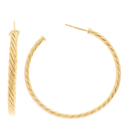 David Yurman 18K Yellow Gold Medium Cablespira Hoop Earrings 1 of 5