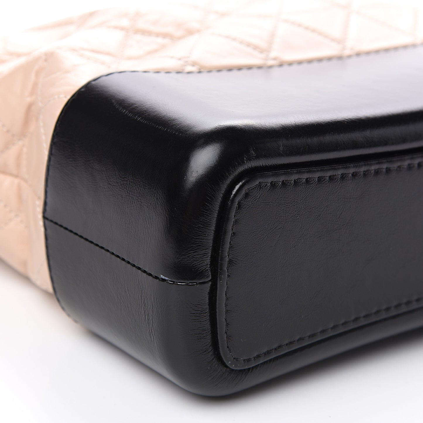 Aged Calfskin Quilted Medium Gabrielle Hobo Beige Black