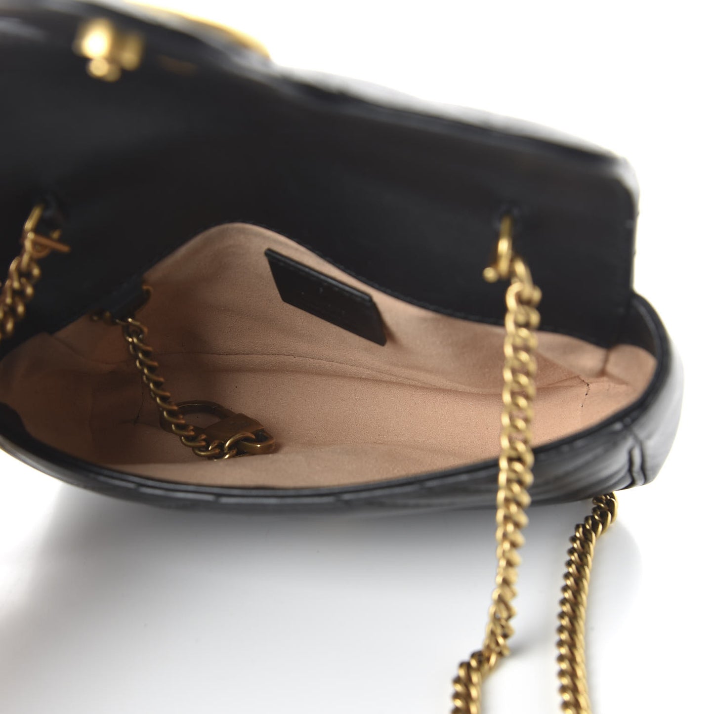 Calfskin Matelasse Super Mini GG Marmont Shoulder Bag Black