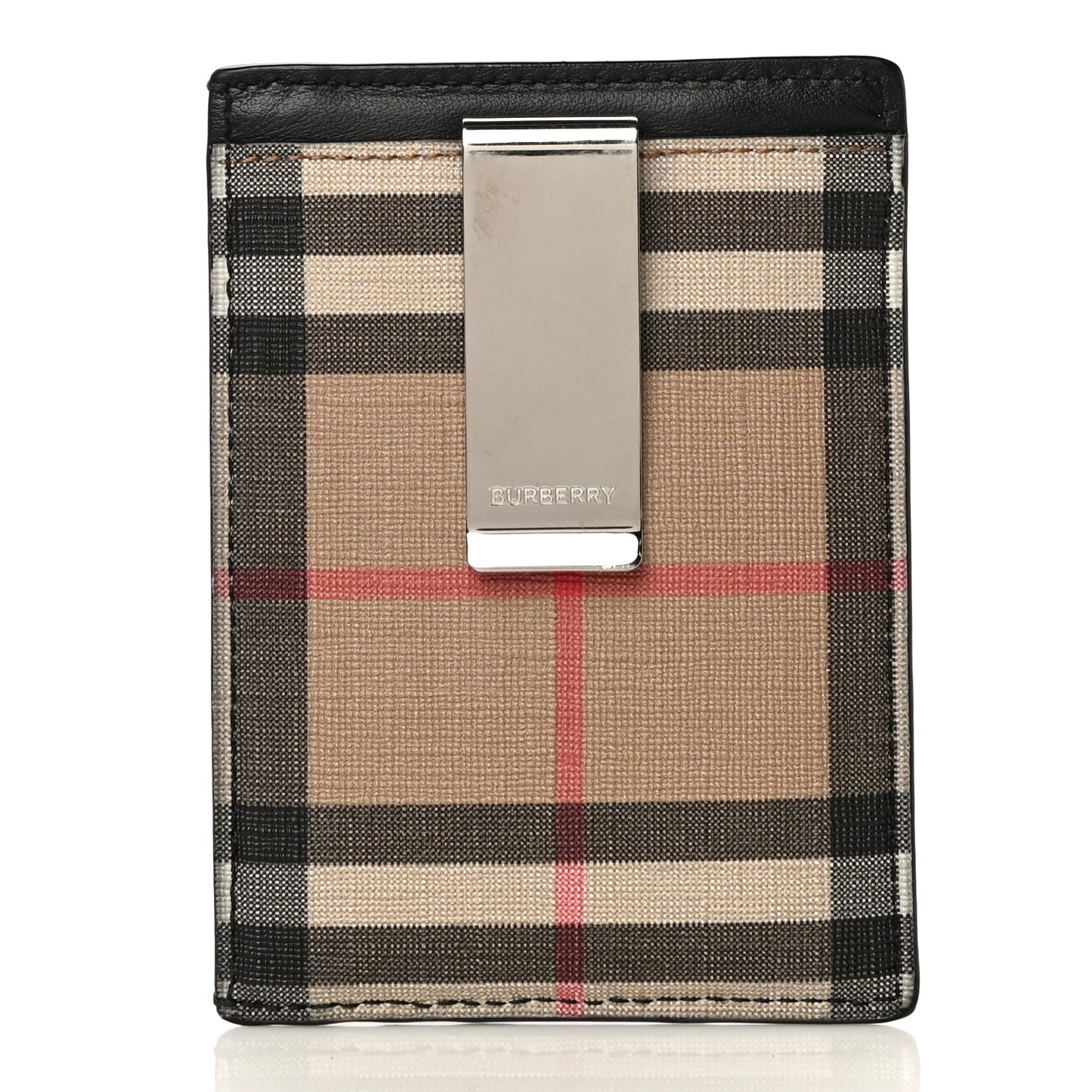 House Check Money Clip Card Case Black