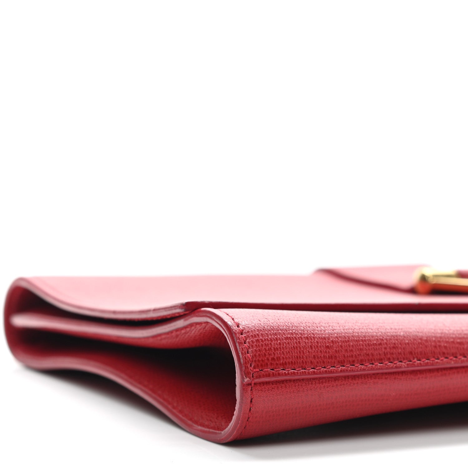 Saint Laurent Textured Calfskin Classic Y Ligne Clutch Red 9 of 13