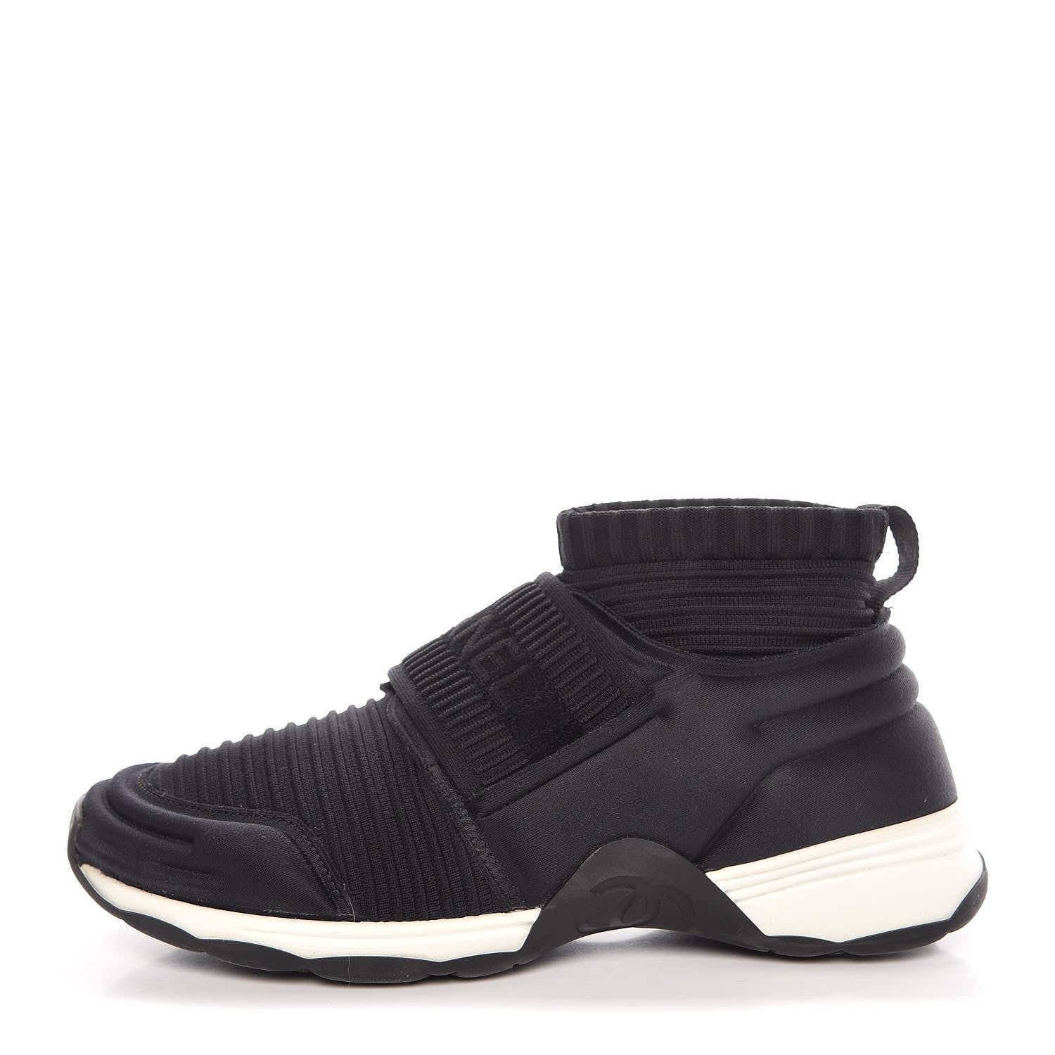 Chanel Stretch Fabric CC Sneakers 36 Black 1 of 8