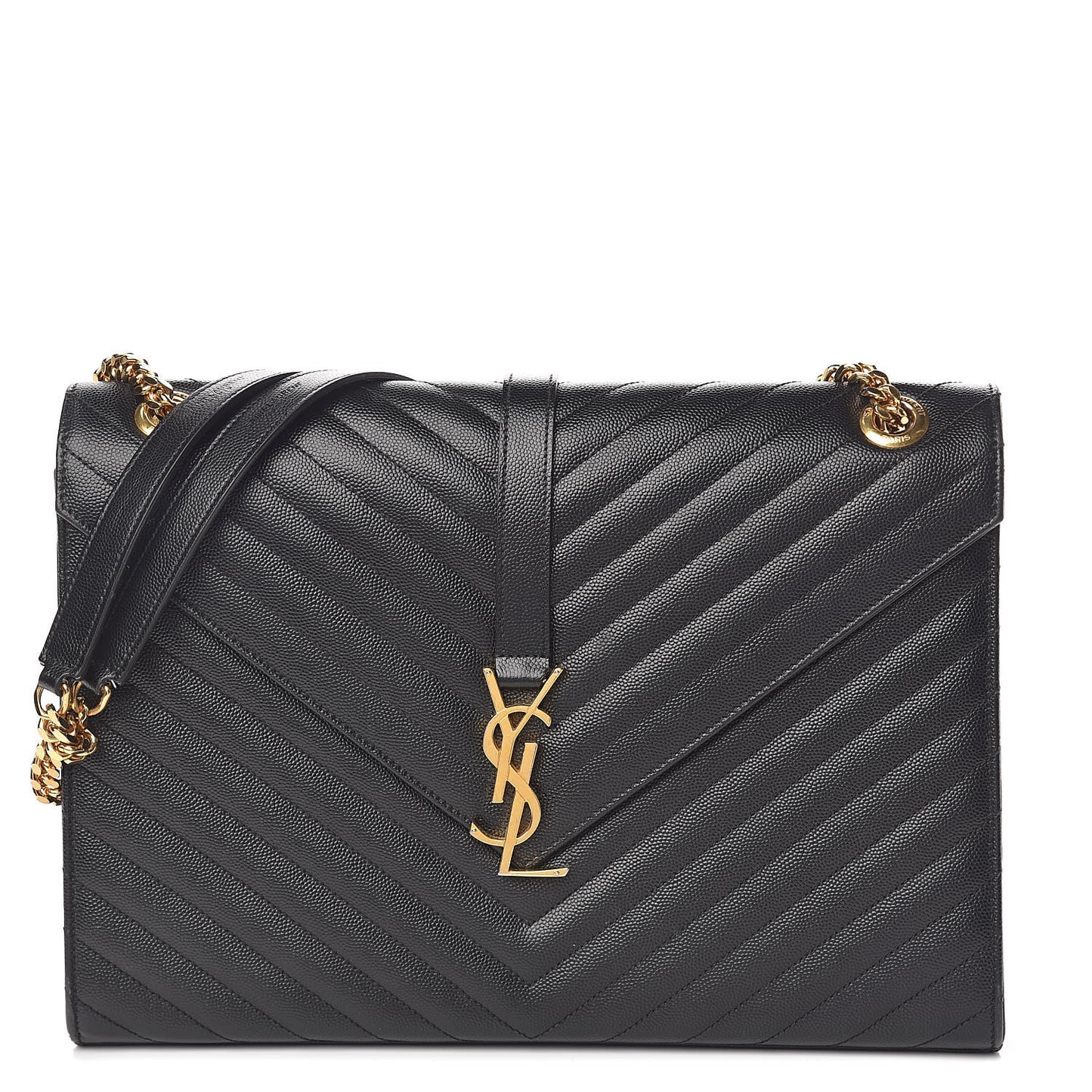 Grain De Poudre Matelasse Chevron Large Monogram Satchel Black