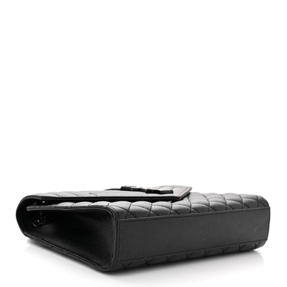 Saint Laurent Grain De Poudre Textured Mixed Matelasse Triquilt Medium Monogram Monochrome Satchel Black 4 of 12