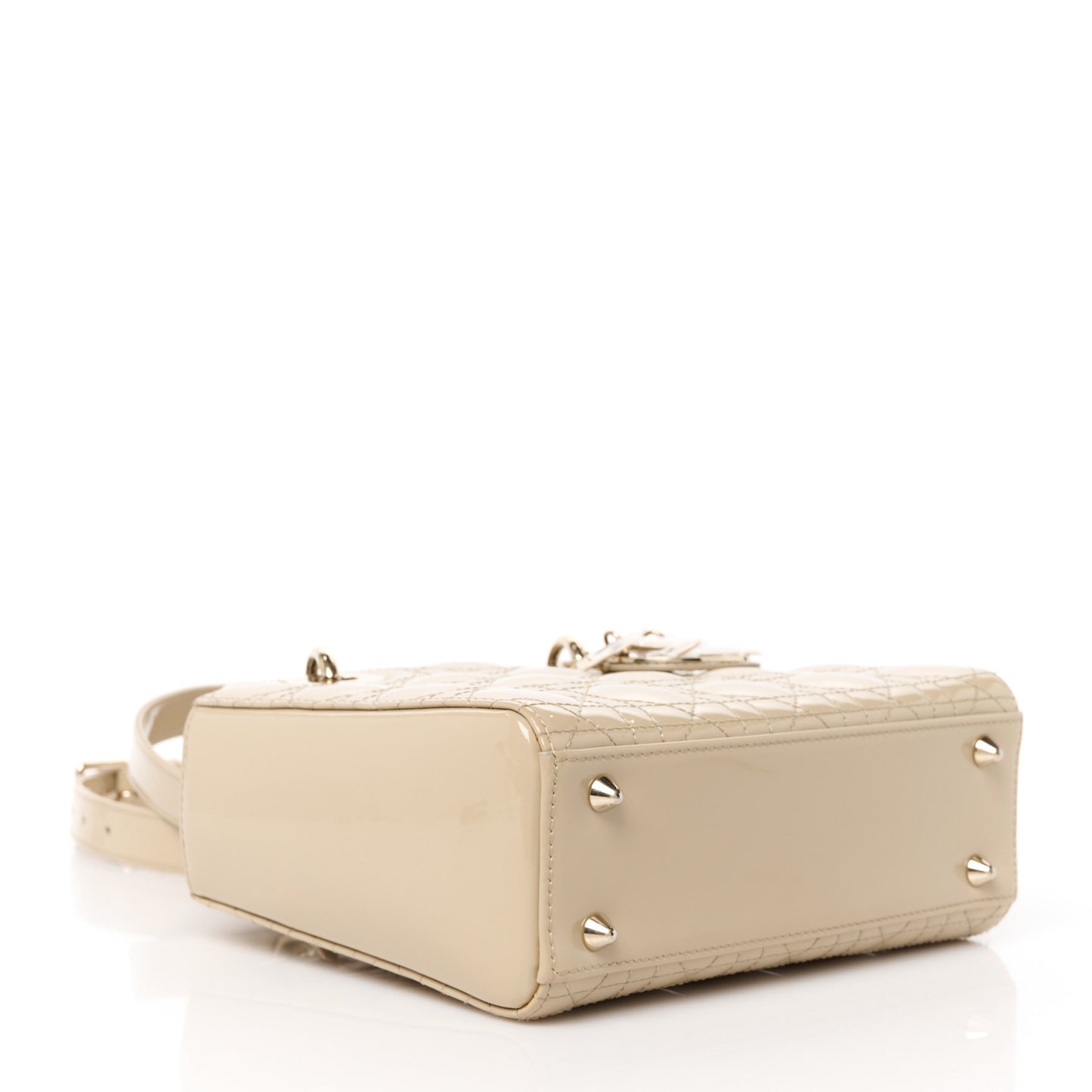Patent Cannage Small Lady Dior Beige
