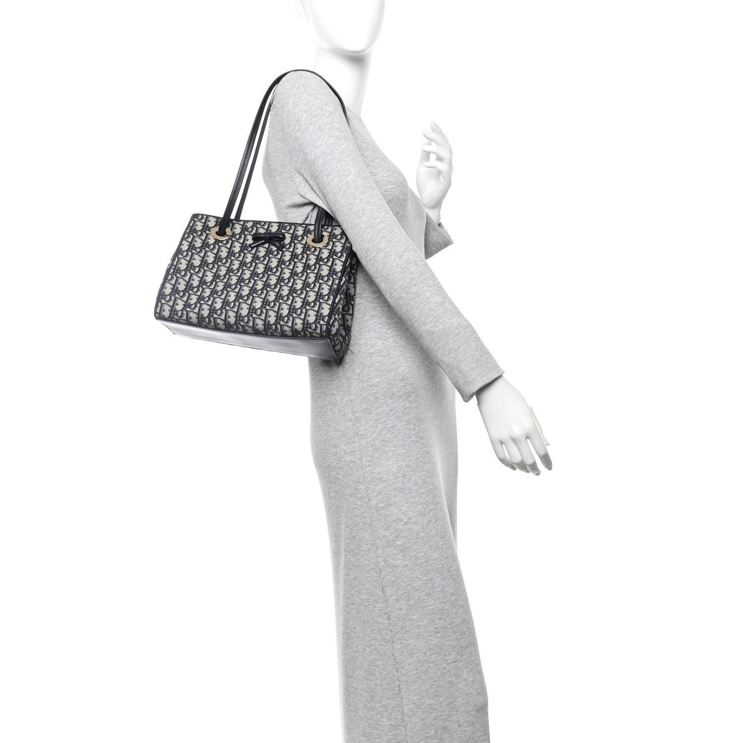 Christian Dior Oblique Small Bow Shopping Tote Blue Multicolor 2 of 13