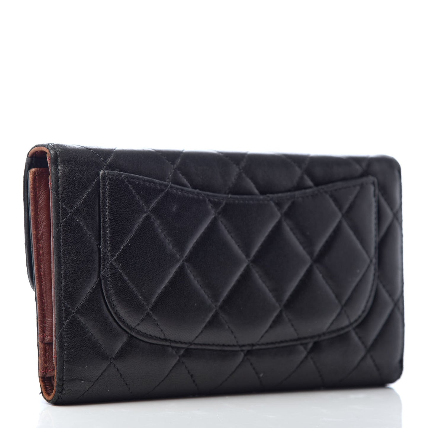 Lambskin Quilted Large Flap Wallet Black