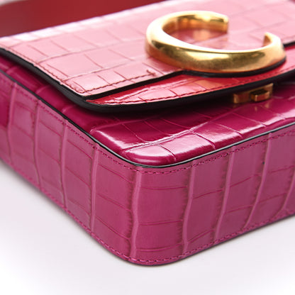 Chloe Calfskin Crocodile Embossed Mini C Bag Graphic Pink 6 of 8