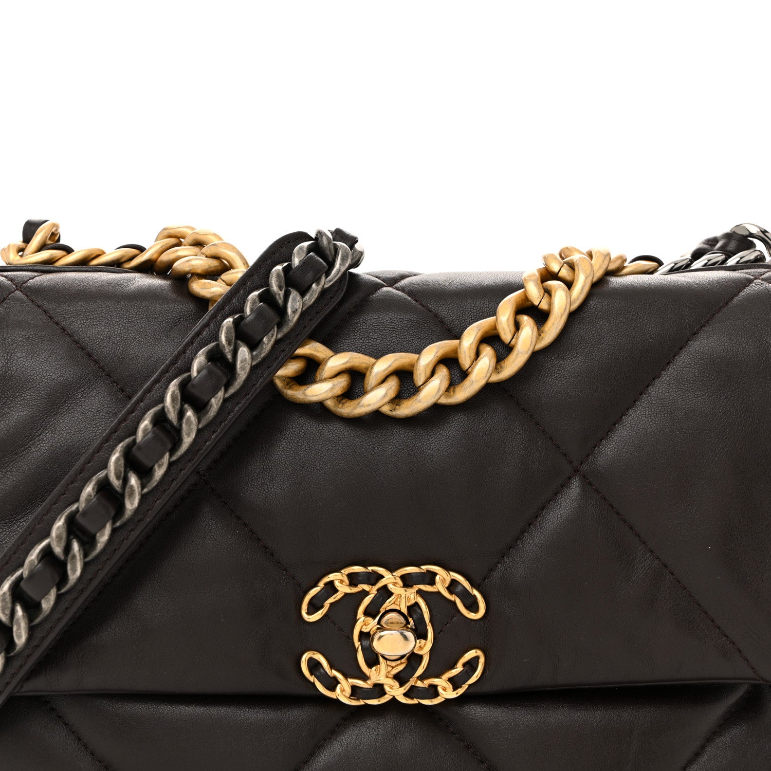 Chanel Lambskin Quilted Medium Chanel 19 Flap Dark Brown 8 of 13