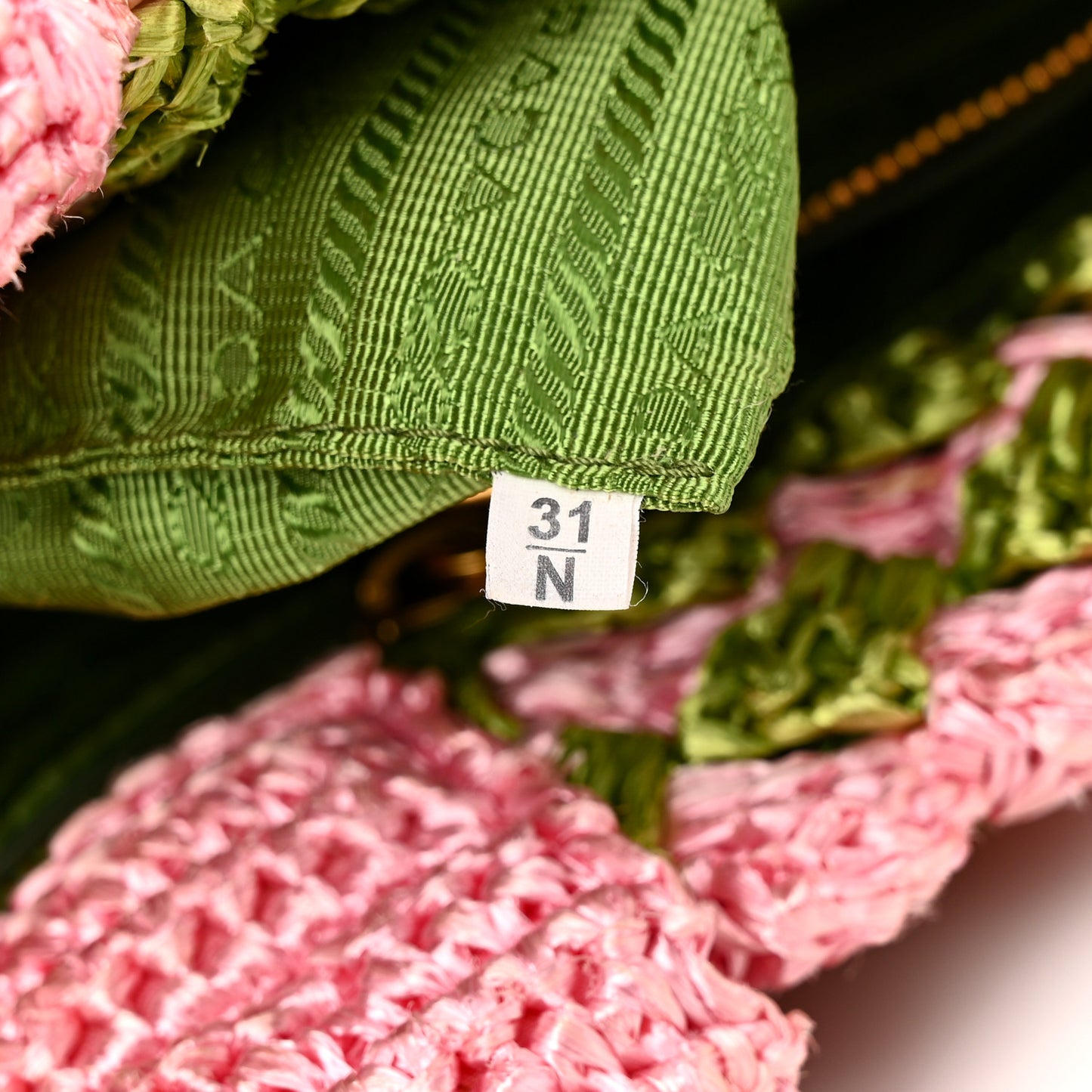 Raffia Crochet Bi-Color Small Tote Prato Rosa