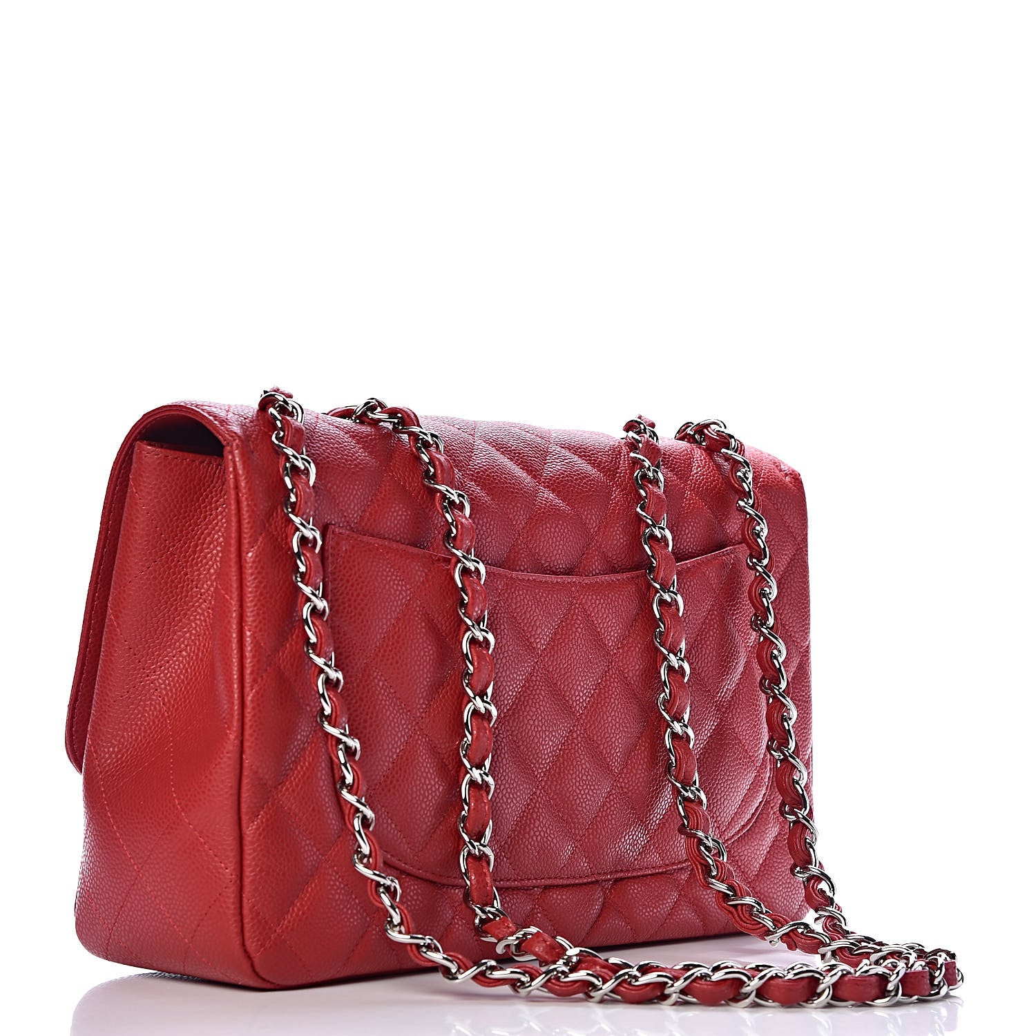 Chanel Caviar Quilted Jumbo Single Flap Red 3 of 13