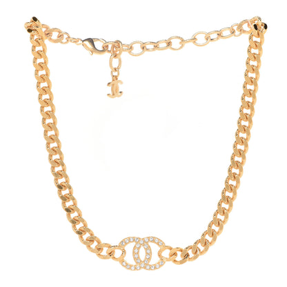 Chanel Crystal Chain Link CC Choker Necklace Gold 3 of 6