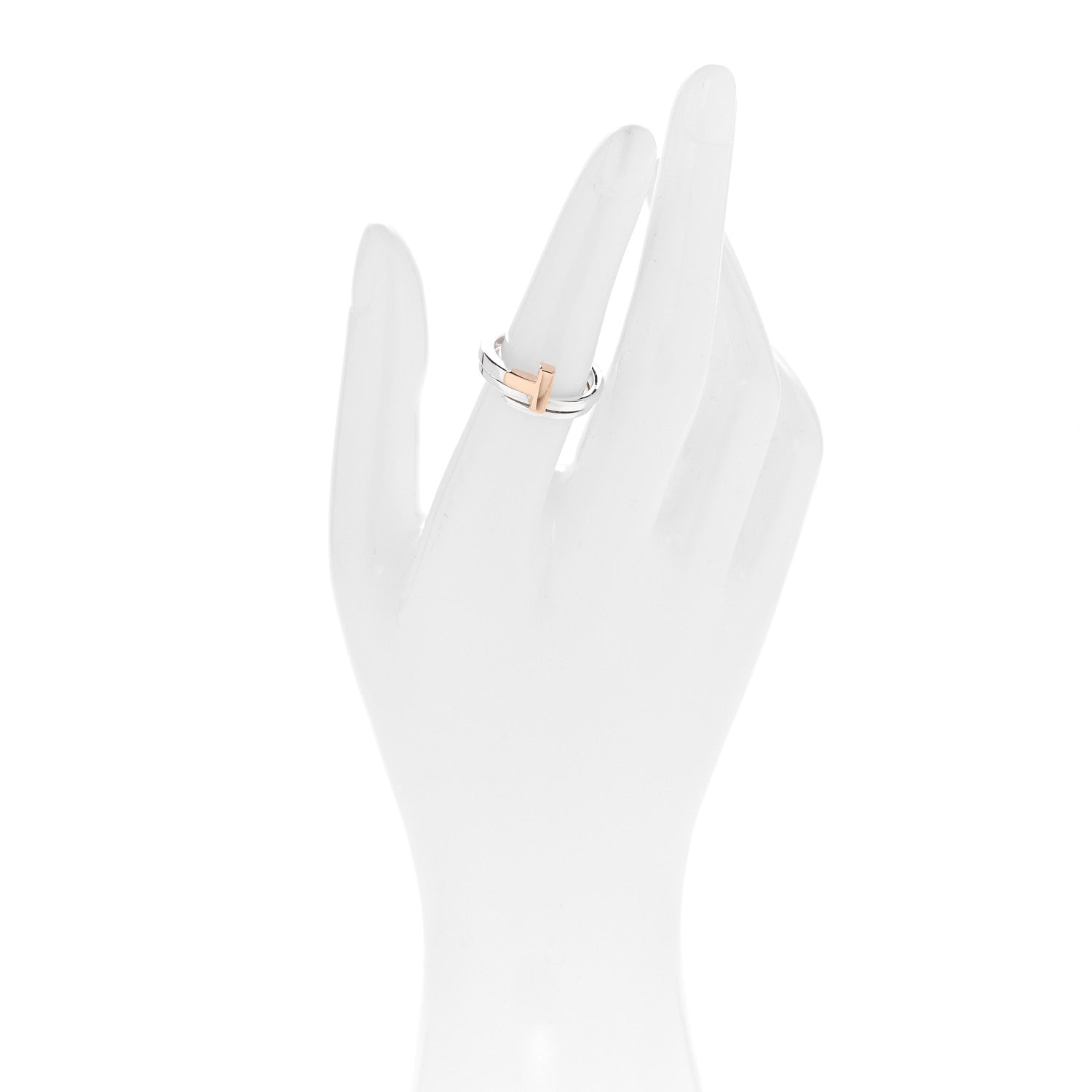 Tiffany 18K Rose Gold Sterling Silver T Square Wrap Ring 53 6.5 2 of 5
