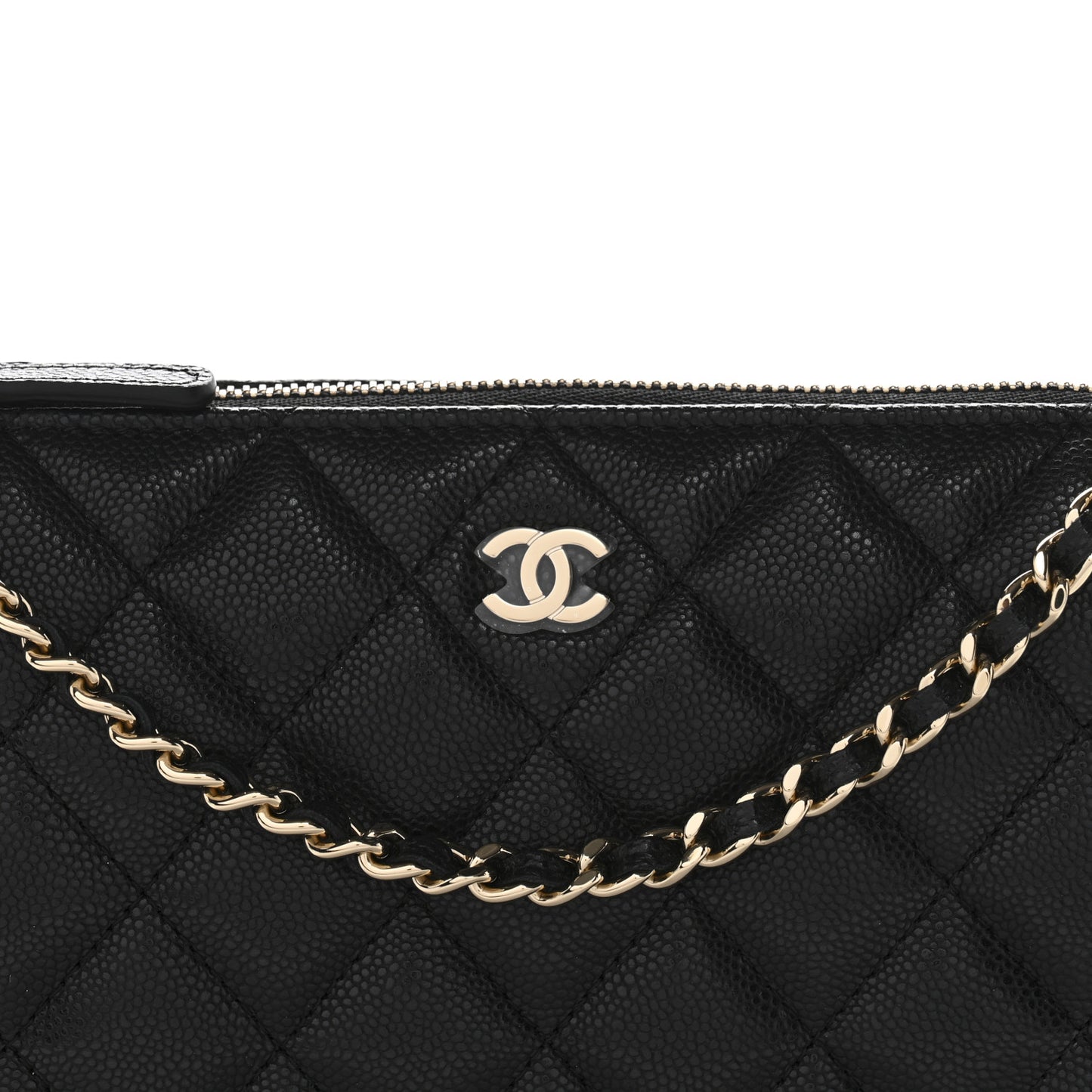 Caviar Quilted Purse With Chain Black