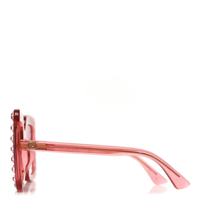 Gucci Acetate Crystal Oversize Sunglasses GG0148S Pink 3 of 7