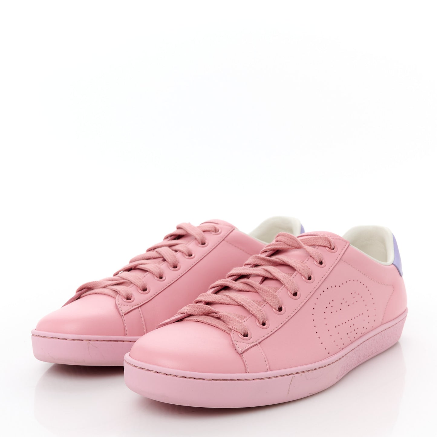 Miro Soft Calfskin Interlocking G Perforated Womens Ace Sneakers 39.5 Wild Rose Lapis