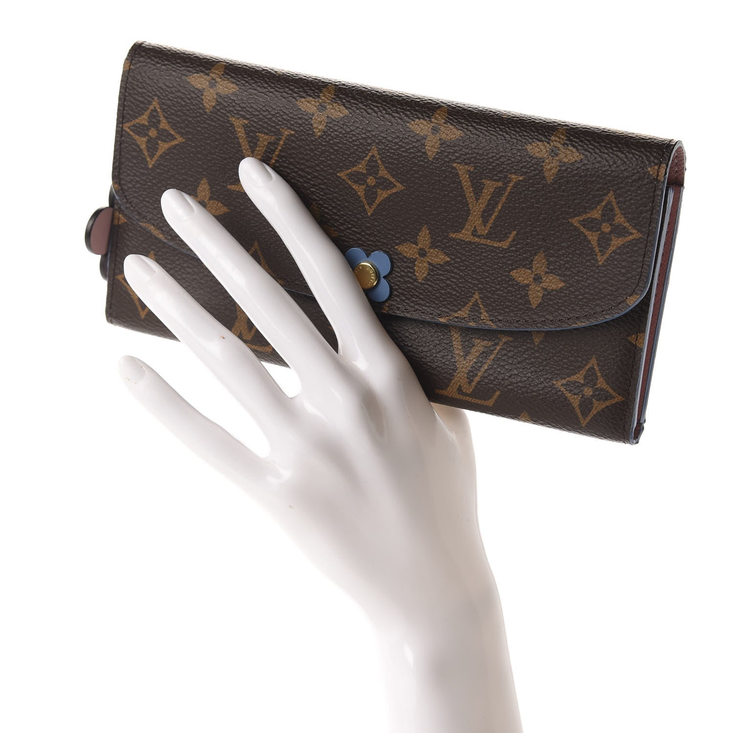 Louis Vuitton Monogram Bloom Flower Emilie Wallet Blue Jean 2 of 8