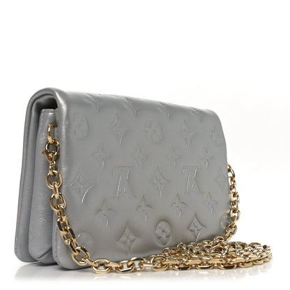Louis Vuitton Metallic Lambskin Embossed Monogram Pochette Coussin Silver 6 of 19