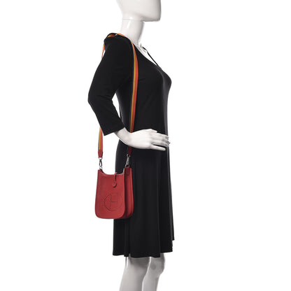 Hermes Taurillon Clemence Amazone Evelyne TPM Rouge Casaque 2 of 11