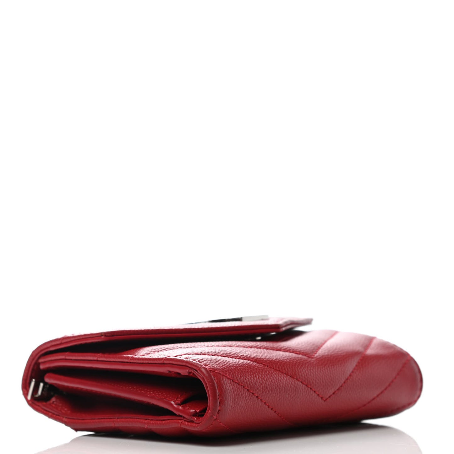 Grain De Poudre Matelasse Chevron Monogram Compact Tri Fold Wallet Red