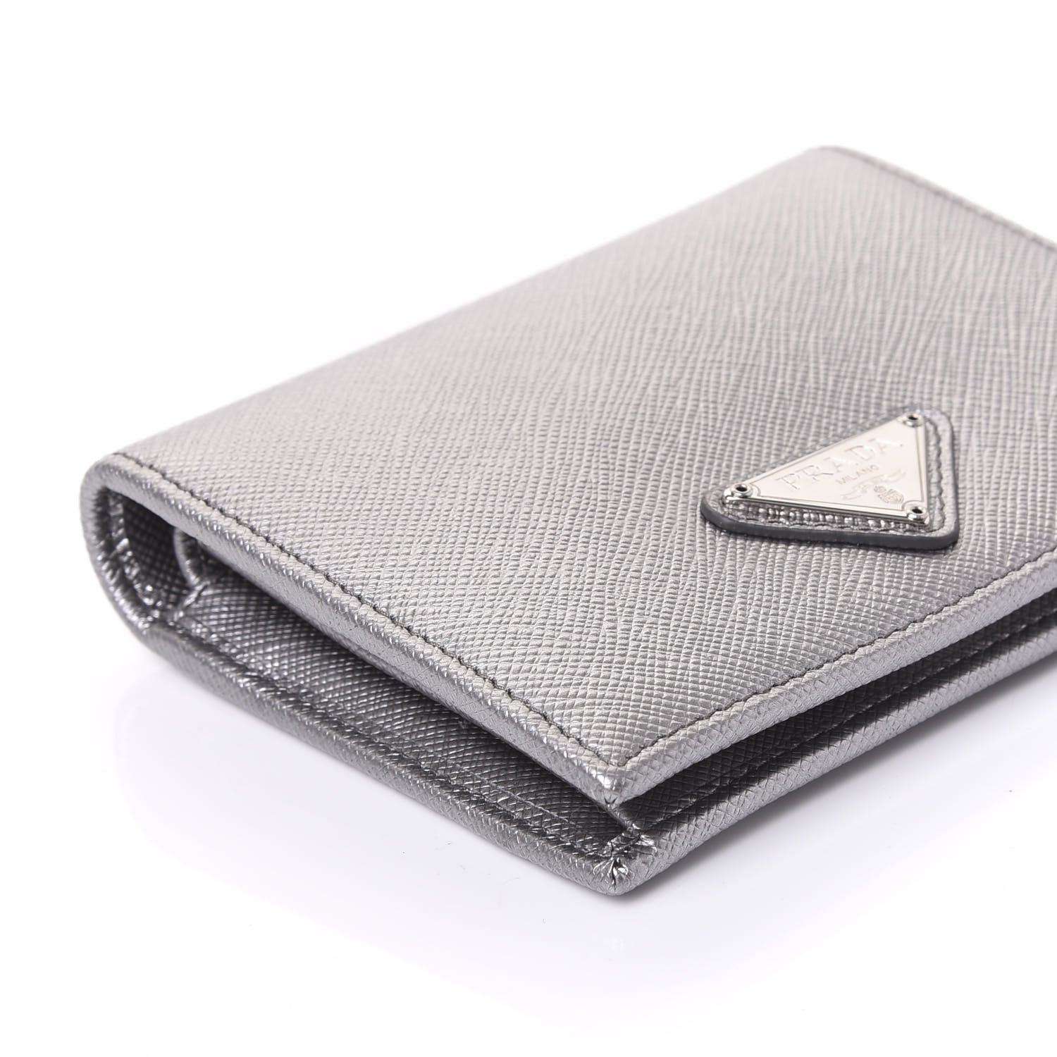 Prada Saffiano Compact Wallet Cromo 5 of 9