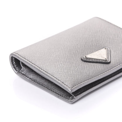 Prada Saffiano Compact Wallet Cromo 5 of 9