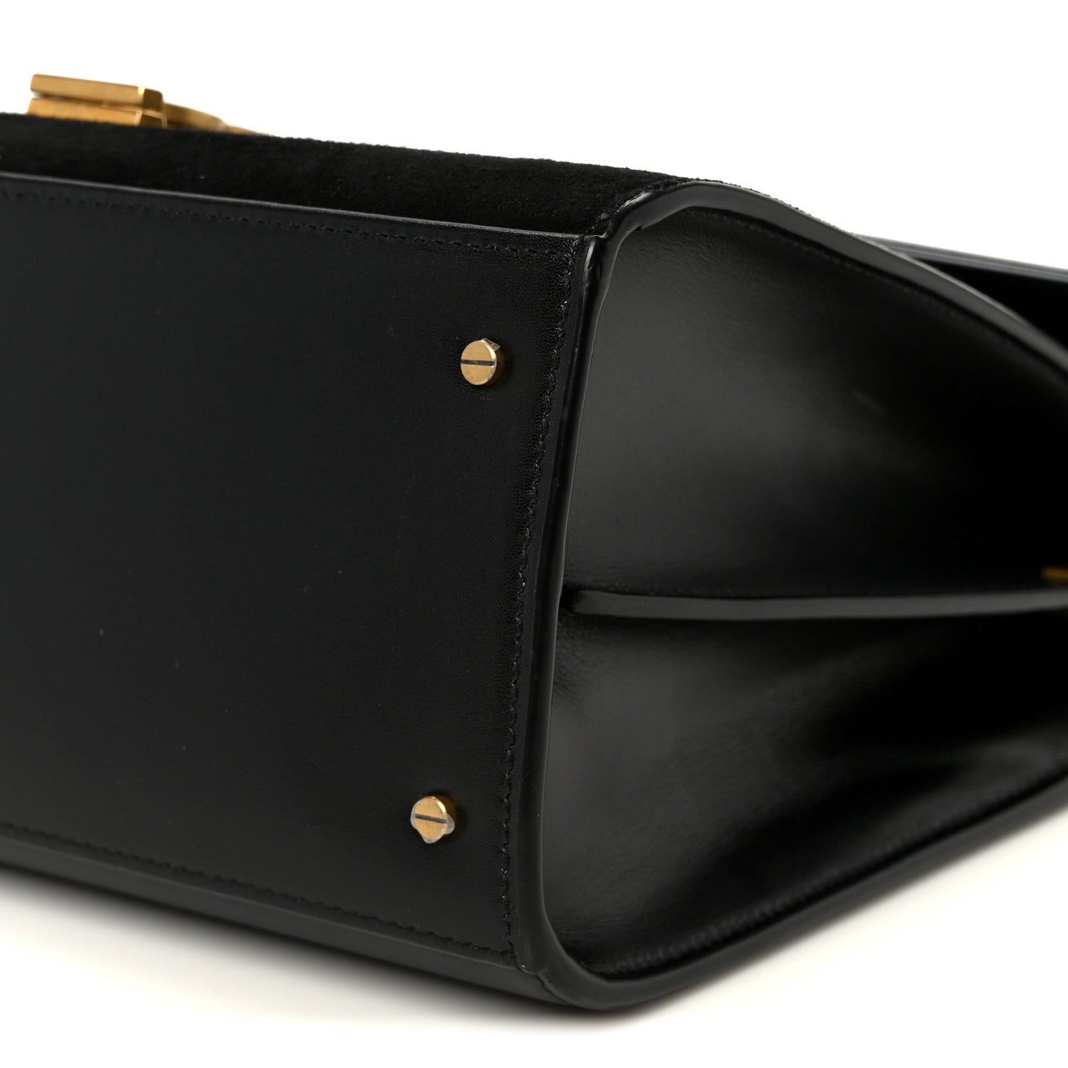 Saint Laurent Kid Scamosciato Smooth Calfskin Medium Classic Monogram Cassandra Top Handle Black Rouge Legion 10 of 10