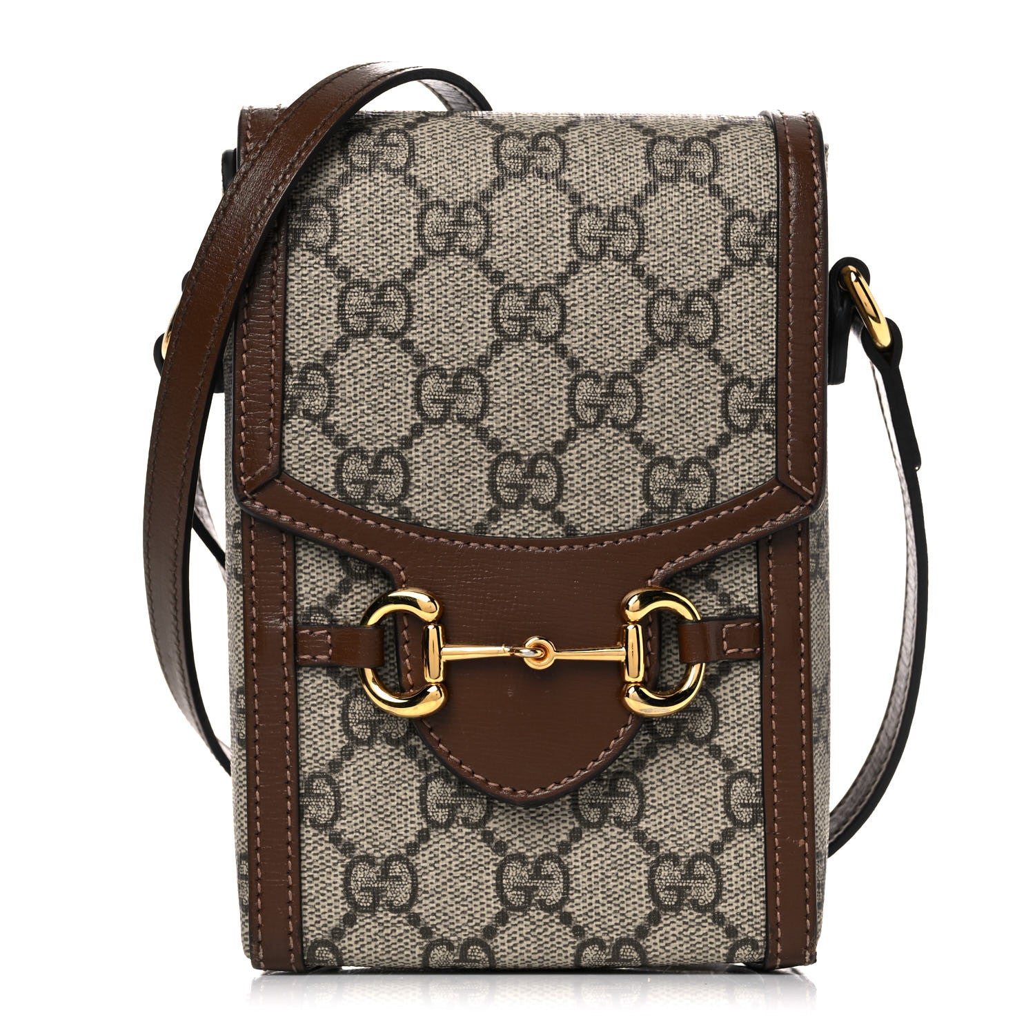 Gucci GG Supreme Monogram Mini Horsebit 1955 Crossbody Bag Beige Brown Sugar 1 of 18
