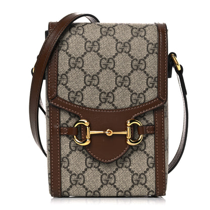 Gucci GG Supreme Monogram Mini Horsebit 1955 Crossbody Bag Beige Brown Sugar 1 of 18