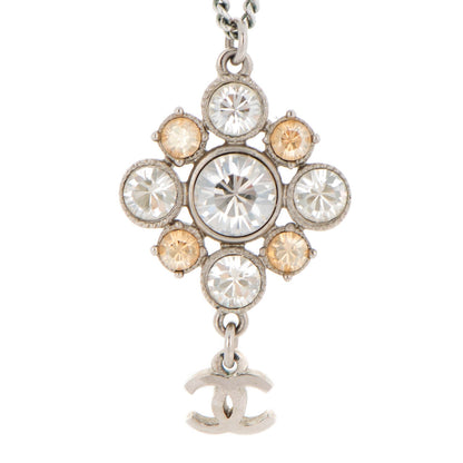 Chanel Crystal CC Pendant Necklace Silver 3 of 6