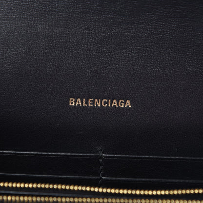 Balenciaga Shiny Calfskin Crocodile Embossed B Continental Chain Bag Black 7 of 11