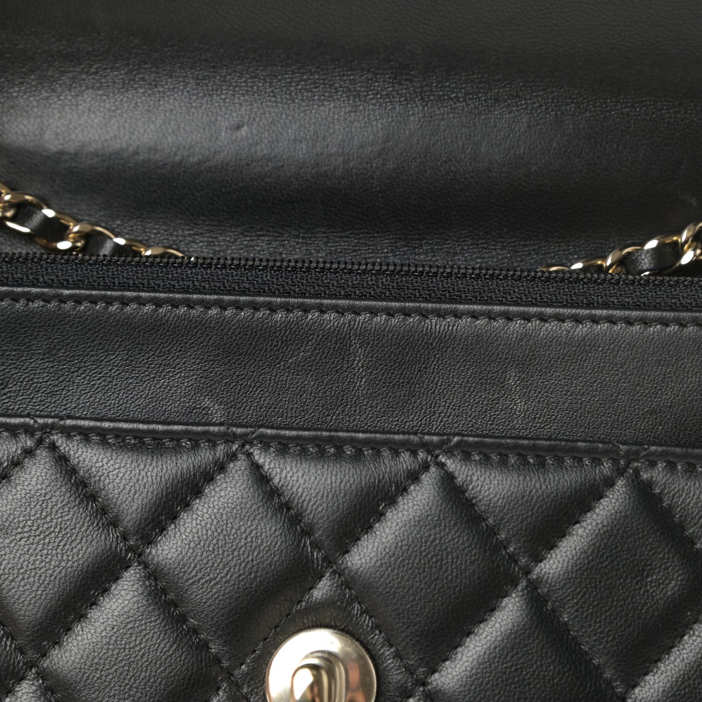 Lambskin Quilted Trendy CC Wallet On Chain WOC Black